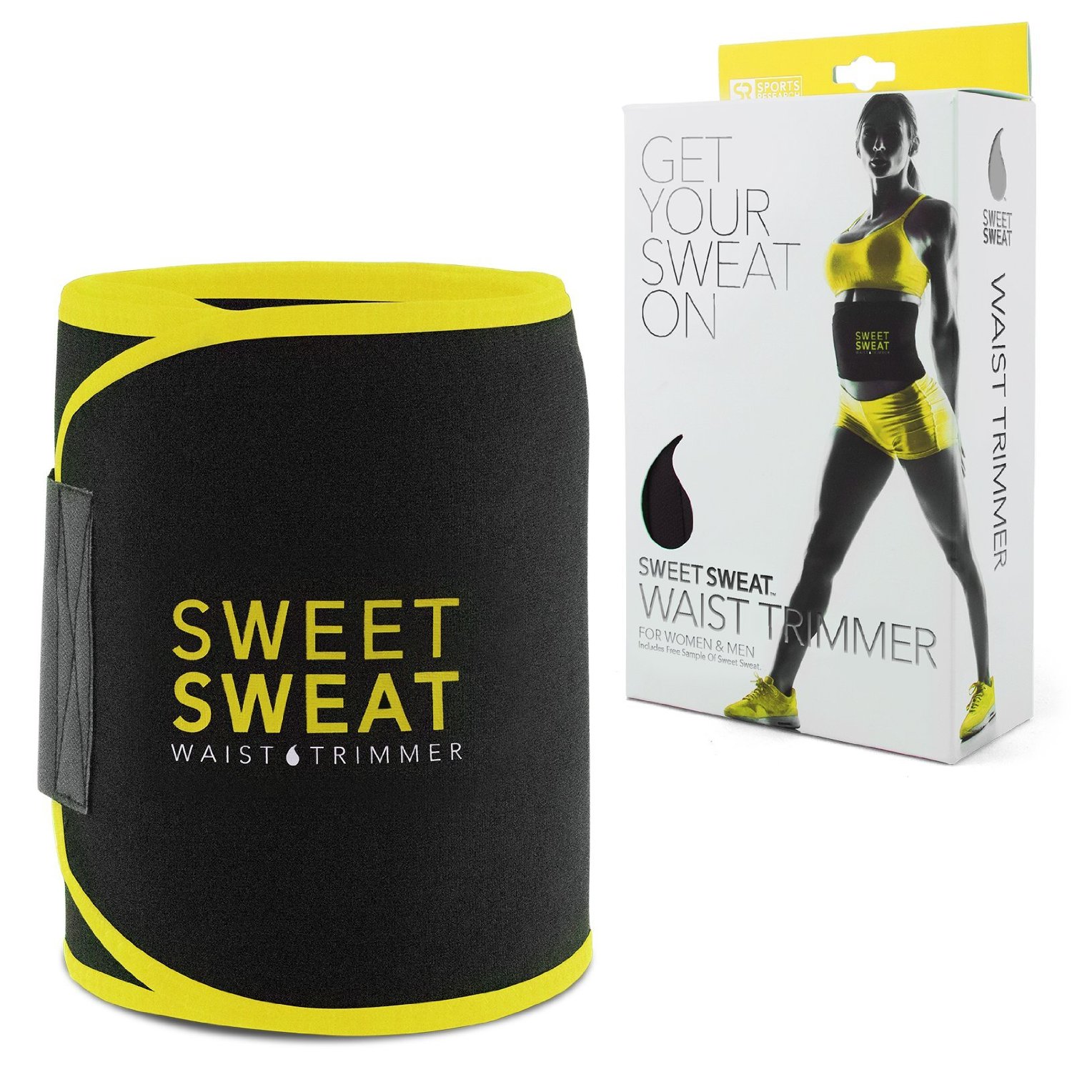  Sports Research Sweet Sweat Waist Trimmer Medium Black &  Yellow 1 Belt